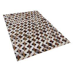 Leather Area Rug Brown and Grey 140 x 200 cm TUGLU