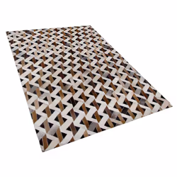 Leather Area Rug Brown and Grey 140 x 200 cm TUGLU