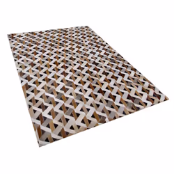 Leather Area Rug Brown and Grey 160 x 230 cm TUGLU