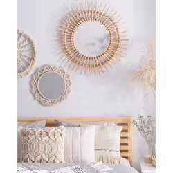 Wall Mirror STENEN 76 cm 76 cm Rattan Beige