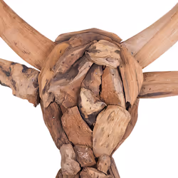 Wall Figurine Bull BULL HEAD Wood 34 cm Brown