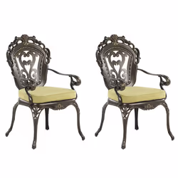 Set of 2 Garden Chairs with Cushions SAPRI Metal Dark Brown