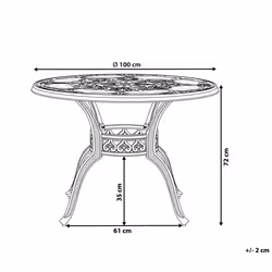 Garden Dining Table SAPRI 100 cm 100 cm Metal Dark Brown