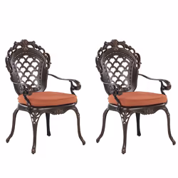 Set of 2 Garden Chairs with Cushions LIZZANO Metal Dark Brown