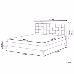 Bed Velvet LIMOUX 140 x 200 cm (EU Double) Grey