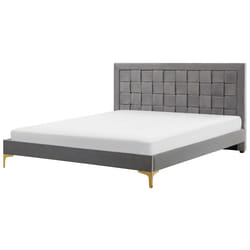 Bed Velvet LIMOUX 180 x 200 cm (EU Super King) Grey