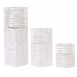 Set of 3 Candle Holders MAROLA 54/34/20 cm White
