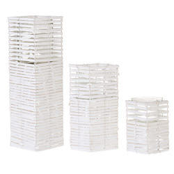 Set of 3 Candle Holders MAROLA 54/34/20 cm White