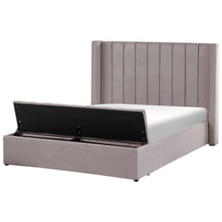 Bed with Storage Bench Velvet NOYERS 160 x 200 cm (EU King Size) Grey