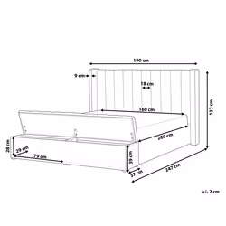 Bed with Storage Bench Velvet NOYERS 160 x 200 cm (EU King Size) Grey