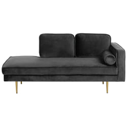 Right Hand Chaise Lounge MIRAMAS Velvet Black