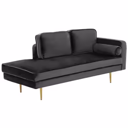 Right Hand Chaise Lounge MIRAMAS Velvet Black