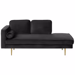 Left Hand Chaise Lounge MIRAMAS Velvet Black