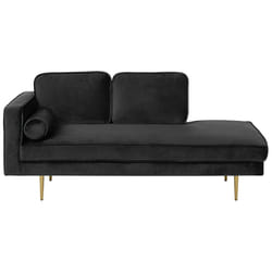 Left Hand Chaise Lounge MIRAMAS Velvet Black
