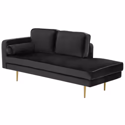 Left Hand Chaise Lounge MIRAMAS Velvet Black