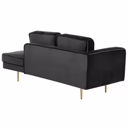 Left Hand Chaise Lounge MIRAMAS Velvet Black - Additional view 4