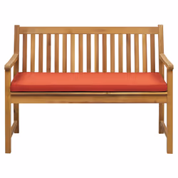 Garden Bench with Cushion VIVARA 120 cm Certified Acacia Wood Dark Red
