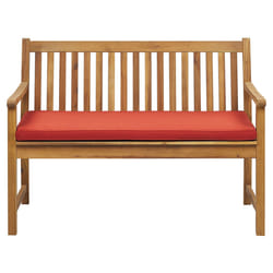 Garden Bench with Cushion VIVARA 120 cm Certified Acacia Wood Dark Red