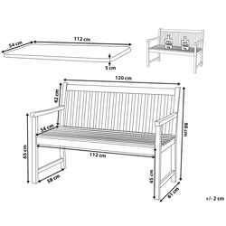 Garden Bench with Cushion VIVARA 120 cm Certified Acacia Wood Dark Red