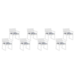 Set of 8 Garden Chair Cushions SASSARI 46 x 46 cm Navy Blue