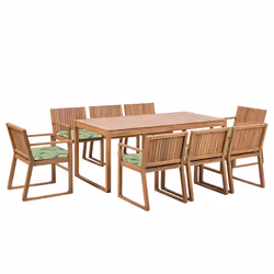 Garden Dining Set 8 Seater SASSARI with Cushions Acacia Wood Green