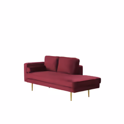 Left Hand Velvet Chaise Lounge Dark Red MIRAMAS
