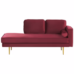 Right Hand Chaise Lounge MIRAMAS Velvet Dark Red