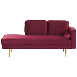 Right Hand Chaise Lounge MIRAMAS Velvet Dark Red