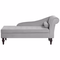 Right Hand Chaise Lounge PESSAC Velvet Light Grey with Storage