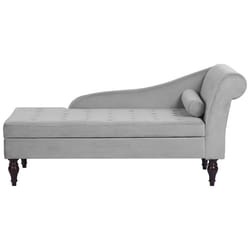 Right Hand Chaise Lounge PESSAC Velvet Light Grey with Storage