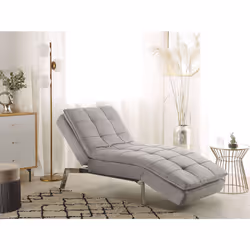 Chaise Longue LOIRET Velvet Light Grey