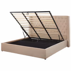 Ottoman Bed Velvet LUBBON 180 x 200 cm (EU Super King) Beige