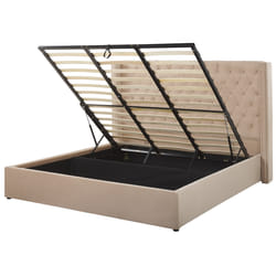 Ottoman Bed Velvet LUBBON 180 x 200 cm (EU Super King) Beige
