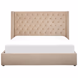Ottoman Bed Velvet LUBBON 180 x 200 cm (EU Super King) Beige