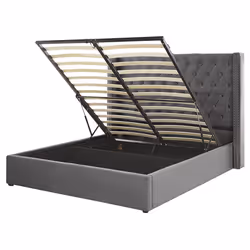 Ottoman Bed Velvet LUBBON 160 x 200 cm (EU King Size) Grey
