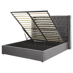 Ottoman Bed Velvet LUBBON 160 x 200 cm (EU King Size) Grey
