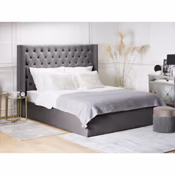 Ottoman Bed Velvet LUBBON 160 x 200 cm (EU King Size) Grey