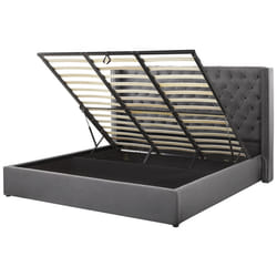 Ottoman Bed Velvet LUBBON 180 x 200 cm (EU Super King) Grey