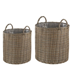 Set of 2 Rattan Plant Baskets Beige BITOLA