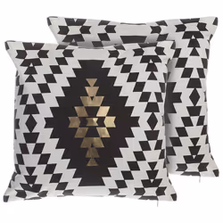 Set of 2 Decorative Cushions COLEUS Cotton 45 x 45 cm Black Geometric Pattern