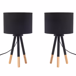 Set of 2 Table Lamps TOBOL Ash Wood Black