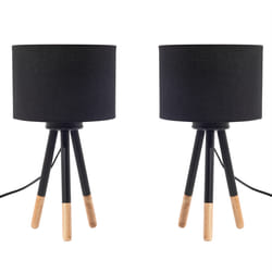 Set of 2 Table Lamps TOBOL Ash Wood Black