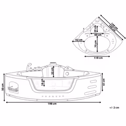 Corner Hot Tub with LED MARTINICA 1980 x 1440 mm White