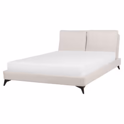 Bed Chenille MELLE 160 x 200 cm (EU King Size) Light Beige