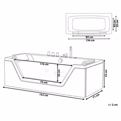 Corner Hot Tub with LED SAMANA 1530 x 710 mm Black