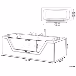 Corner Hot Tub with LED SAMANA 1620 x 760 mm Black