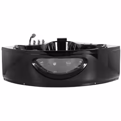 Corner Hot Tub with LED TOCOA 2050 x 1460 mm Black