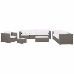 Garden Lounge Set with Table 8 Seater MAESTRO Modular PE Rattan Taupe