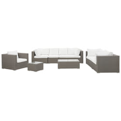Garden Lounge Set with Table 8 Seater MAESTRO Modular PE Rattan Taupe