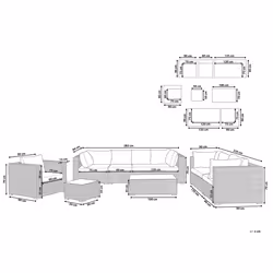 Garden Lounge Set with Table 8 Seater MAESTRO Modular PE Rattan Taupe